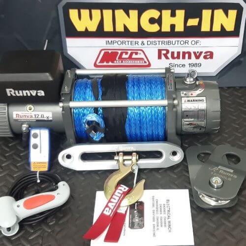 RUNVA WINCH-Synthetic Rope 12000lbs ( 5 443kg ) 12V REMOTE