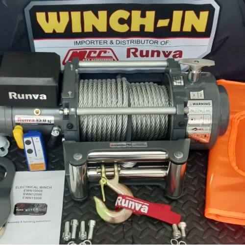 RUNVA WINCH-Steel Cable 15000lbs ( 6 804kg ) 12V REMOTE