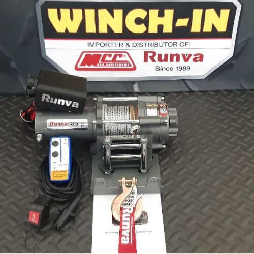 RUNVA WINCH-Steel Cable 3500lbs ( 1 588kg ) 12V REMOTE