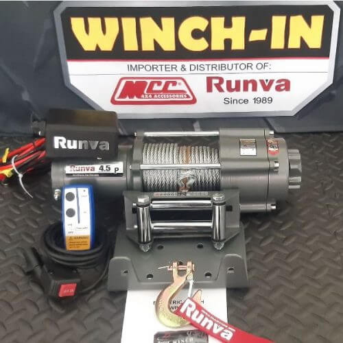 RUNVA WINCH-Steel Cable 4500lbs ( 2 041kg ) 12V REMOTE