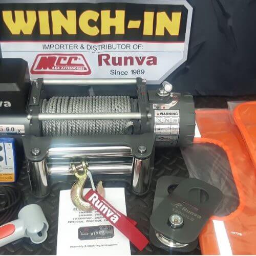 RUNVA WINCH-Steel Cable 6000lbs ( 2 722kg ) 12V REMOTE