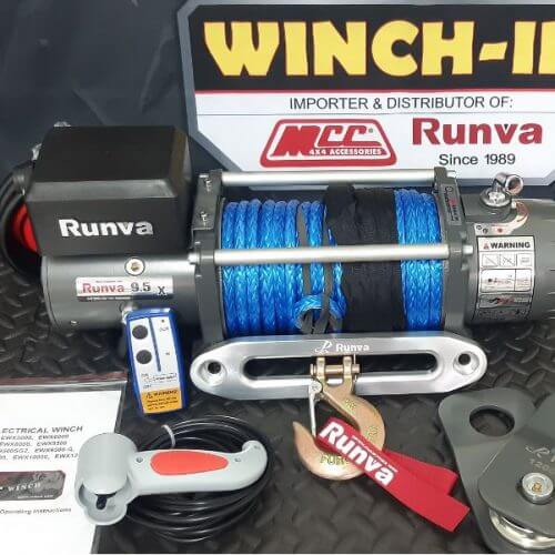RUNVA WINCH-Synthetic Rope 9500lbs ( 4 309kg ) 12V REMOTE