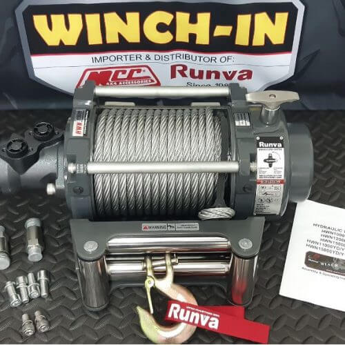 RUNVA WINCH Hydraulic-Steel Cable 15000lbs ( 6 804kg ) 12V REMOTE